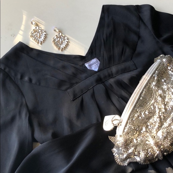 Armani Collezioni Black Silk Long Sleeve Blouse 🧨Bomb Sale Ends Sunday 🧨 - Picture 3 of 8